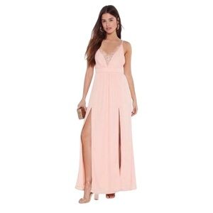NWT Nasty Gal Plunge Lace Tie Waist Maxi Dress